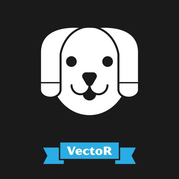 Icono Perro Blanco aislado sobre fondo negro. Ilustración vectorial — Vector de stock