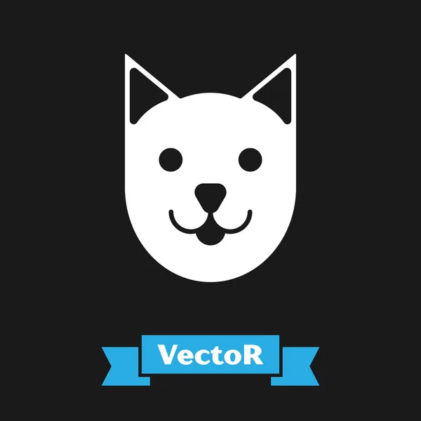 Icono Gato blanco aislado sobre fondo negro. Ilustración vectorial — Vector de stock