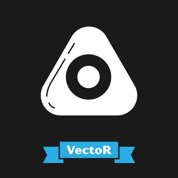 Icono de tiza de coser blanco aislado sobre fondo negro. Ilustración vectorial — Vector de stock