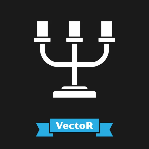 Icono de candelero blanco aislado sobre fondo negro. Ilustración vectorial — Vector de stock