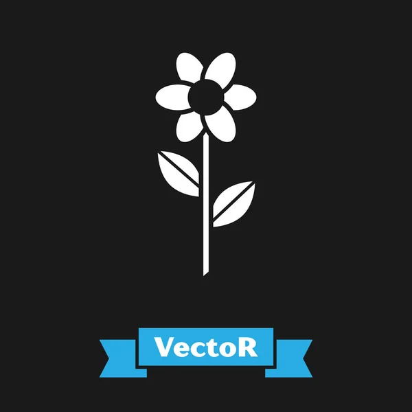 Icône fleur blanche isolée sur fond noir. Illustration vectorielle — Image vectorielle