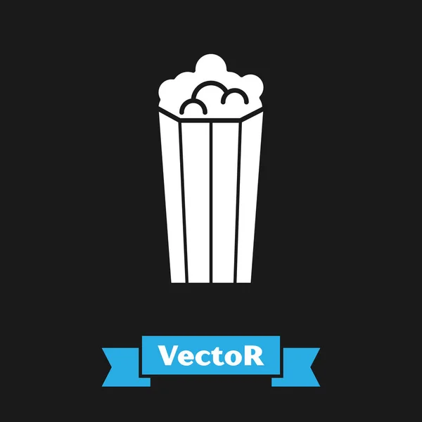 Hvid Popcorn i papkasse ikon isoleret på sort baggrund. Popcorn spand kasse. Illustration af vektor – Stock-vektor