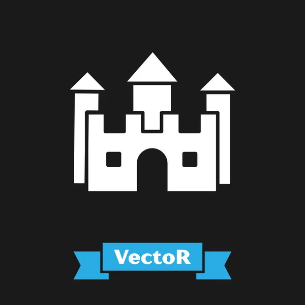 Icono del Castillo Blanco aislado sobre fondo negro. Ilustración vectorial — Archivo Imágenes Vectoriales