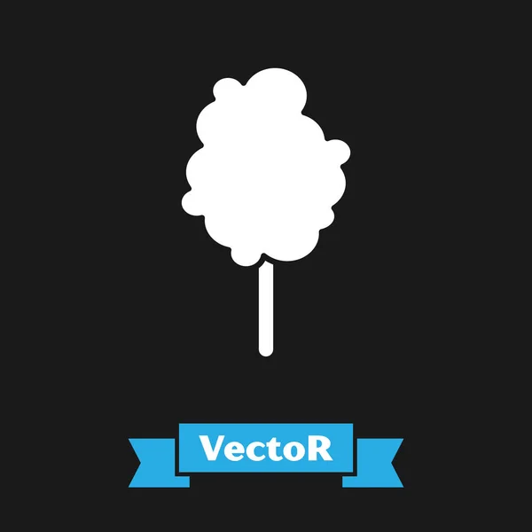 Icono de algodón blanco de caramelo aislado sobre fondo negro. Ilustración vectorial — Vector de stock