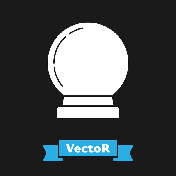 Icono de bola mágica blanca aislado sobre fondo negro. Una bola de cristal. Ilustración vectorial — Vector de stock