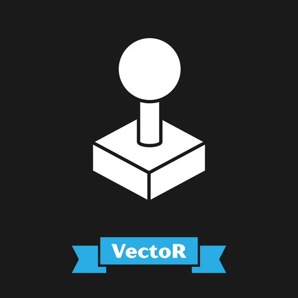 Weißer Steuerknüppel für Arcade-Maschinensymbol isoliert auf schwarzem Hintergrund. Joystick-Gamepad. Vektorillustration — Stockvektor