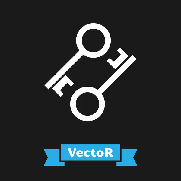 Weißes Kryptowährungsschlüsselsymbol isoliert auf schwarzem Hintergrund. Konzept der Cybersicherheit oder privater Schlüssel, digitaler Schlüssel mit Technologie-Schnittstelle. Vektorillustration — Stockvektor