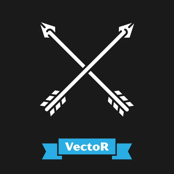 Blanco Icono de flechas cruzadas aisladas sobre fondo negro. Ilustración vectorial — Vector de stock