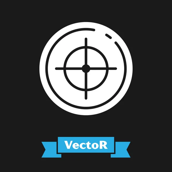 White Target sport for shooting competition icon isolated on black background. Clean target with numbers for shooting range or shooting. Vector Illustration — Stock Vector