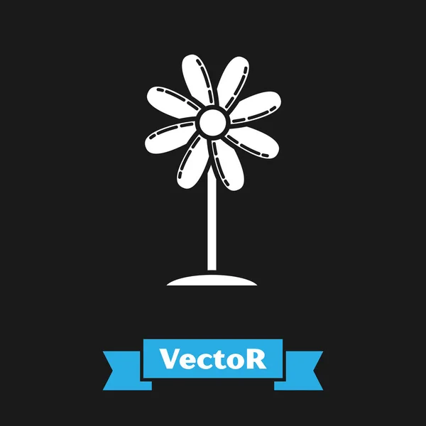 Icône fleur blanche isolée sur fond noir. Nourriture naturelle douce. Illustration vectorielle — Image vectorielle