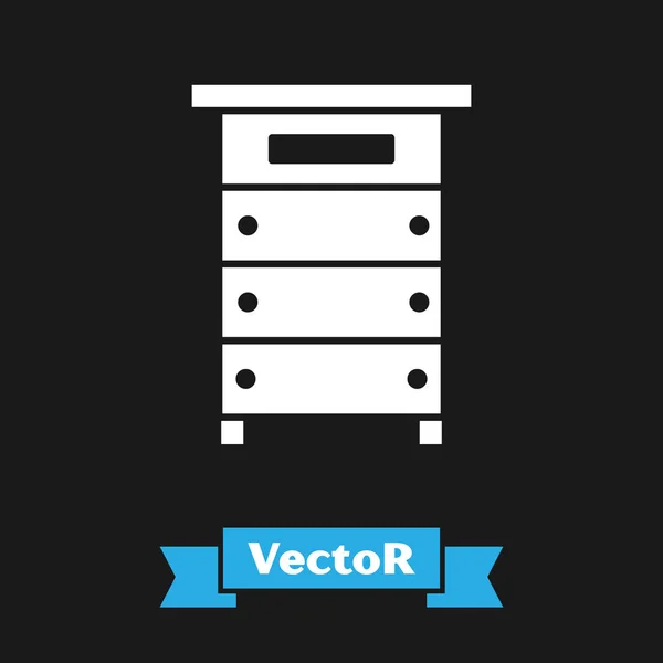 Weißer Bienenstock auf schwarzem Hintergrund. Bienenstock-Symbol. Imkerei und Imkerei. süße natürliche Nahrung. Vektorillustration — Stockvektor