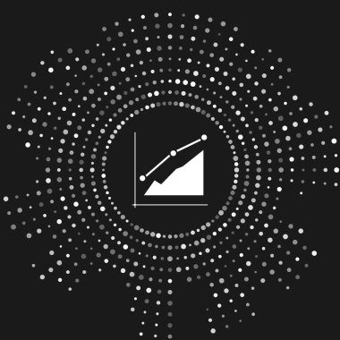 Gri arka planda yalıtılmış Beyaz Pasta grafik bilgi grafiği simgesi. Diyagram grafik işareti. Soyut daire rasgele nokta. Vektör İllüstrasyonu