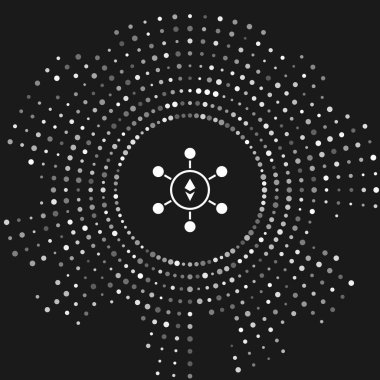 Beyaz Blockchain teknolojisi Ethereum Eth simgesi gri arka plan üzerinde izole. Soyut geometrik blok zincir ağ teknolojisi iş. Soyut daire rasgele nokta. Vektör İllüstrasyonu