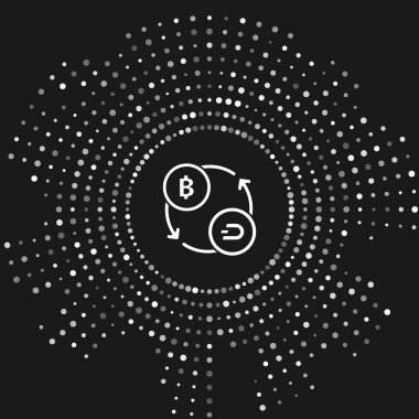 Gri arka planda yalıtılmış Beyaz Cryptocurrency döviz simgesi. Bitcoin'den Dash'e döviz simgesi. Kripto para teknolojisi, mobil bankacılık. Soyut daire rasgele nokta. Vektör İllüstrasyonu