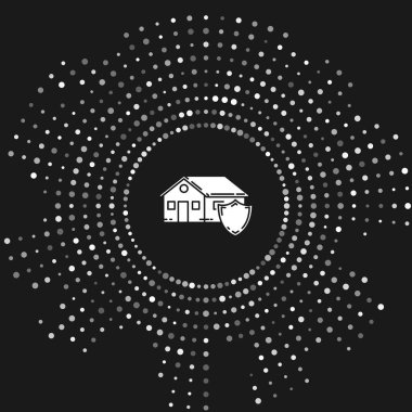 Beyaz Saray koruma simgesi gri arka plan üzerinde izole altında. Koruma, güvenlik, güvenlik, koruma, savunma konsepti. Soyut daire rasgele nokta. Vektör İllüstrasyonu