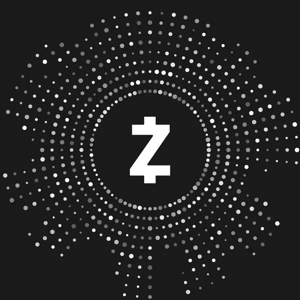 白色加密货币硬币Zcash Zec图标孤立在灰色背景上。阿尔特币符号。基于区块链的安全加密货币。抽象圆随机点。矢量插图 — 图库矢量图片