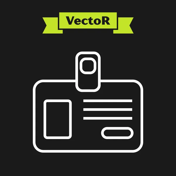 Linha branca Ícone de crachá de identificação isolado no fundo preto. Pode ser usado para apresentação, identidade da empresa, publicidade. Ilustração vetorial — Vetor de Stock