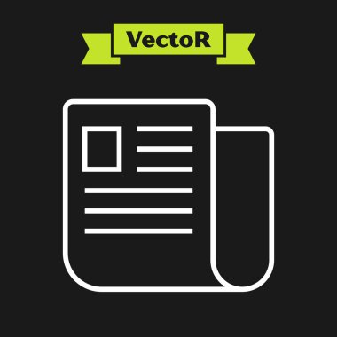 Siyah arkaplanda beyaz çizgi dosya simgesi izole edildi. Kontrol listesi simgesi. İş konsepti. Vektör İllüstrasyonu