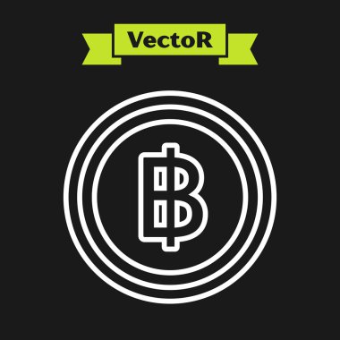 Siyah arka plan üzerinde izole pound sterlin sembolü simgesi ile Beyaz hat Sikke para. Bankacılık para birimi işareti. Nakit sembolü. Vektör İllüstrasyonu