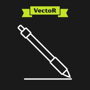 Siyah arka planda yalıtılmış beyaz çizgi Kalem çizgisi simgesi. Vektör İllüstrasyonu