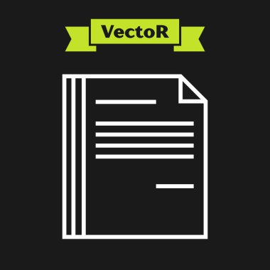 Siyah arkaplanda beyaz çizgi dosya simgesi izole edildi. Kontrol listesi simgesi. İş konsepti. Vektör İllüstrasyonu