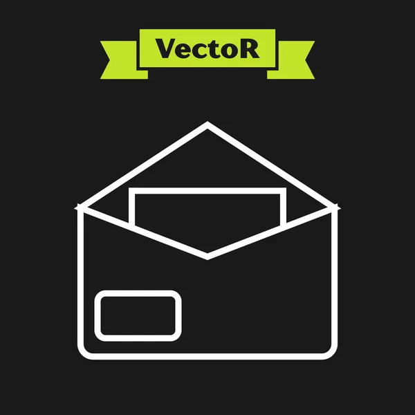 Weiße Linie Umschlagsymbol isoliert auf schwarzem Hintergrund. E-Mail-Nachricht Brief Symbol. Vektorillustration — Stockvektor