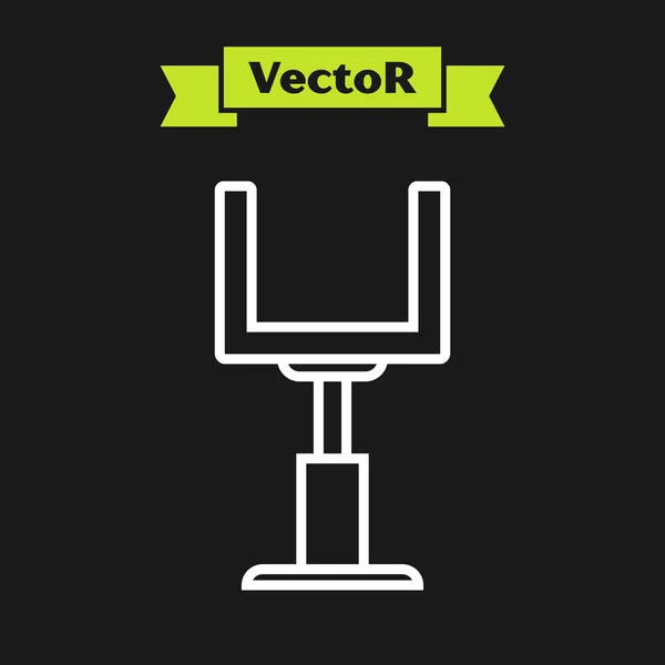 Weiße Linie American Football Torpfostensymbol isoliert auf schwarzem Hintergrund. Vektorillustration — Stockvektor