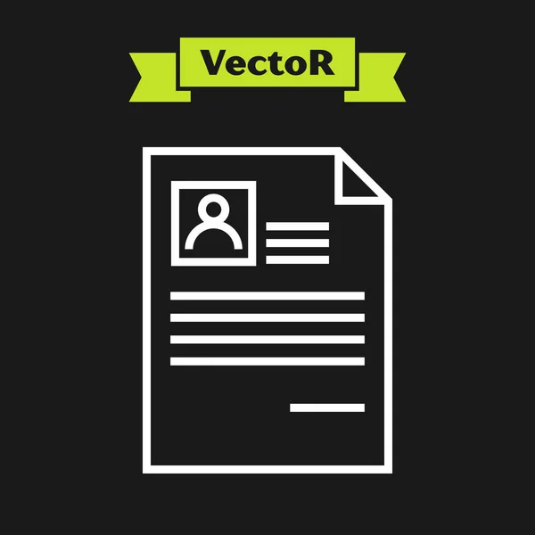 Weiße Linie Das Symbol Fortsetzen isoliert auf schwarzem Hintergrund. Lebenslauf-Bewerbung. Suche nach professionellem Personal. Die Personalanalysen laufen weiter. Vektorillustration — Stockvektor
