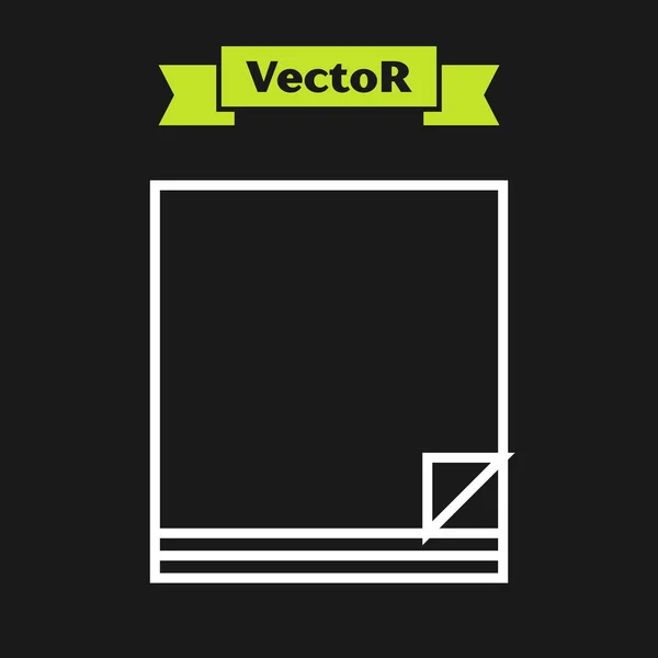 Linha branca Ícone do documento do arquivo isolado no fundo preto. Ícone da lista de verificação. Conceito de negócio. Ilustração vetorial — Vetor de Stock