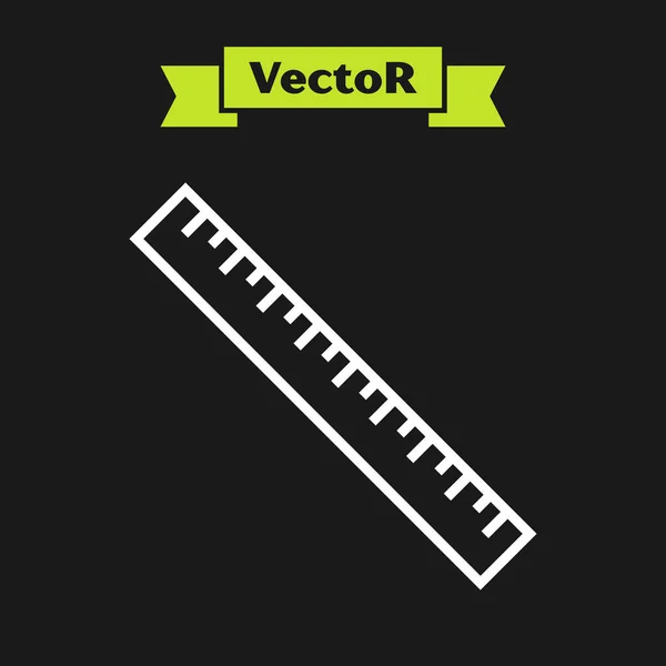 Weiße Linie Lineal Symbol isoliert auf schwarzem Hintergrund. Geradliniges Symbol. Vektorillustration — Stockvektor