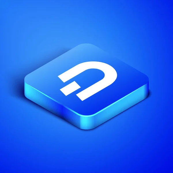 Ізометрична піктограма криптовалюти Dash ізольована на синьому фоні. Цифрова валюта. Символ Altcoin. Блокчейн заснований на безпечній криптовалюті. Блакитна квадратна кнопка. Векторна ілюстрація — стоковий вектор