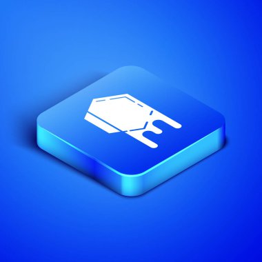 İzometrik Petek simgesi mavi arka plan üzerinde izole. Bal hücreleri sembolü. Tatlı doğal yemekler. Mavi kare düğmesi. Vektör İllüstrasyonu