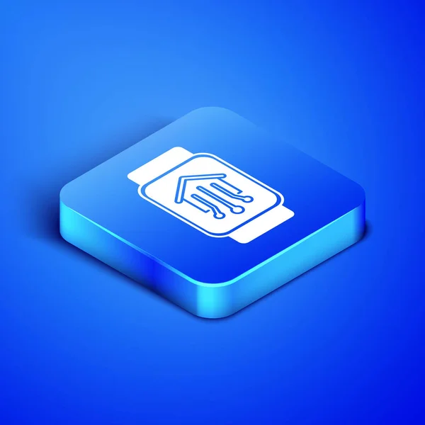 Isometric Smart home avec icône de montre intelligente isolé sur fond bleu. Télécommande. Bouton carré bleu. Illustration vectorielle — Image vectorielle