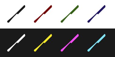 Bıçak simgesini siyah beyaz arkaplanda ayır. Çatal bıçak sembolü. Vektör İllüstrasyonu