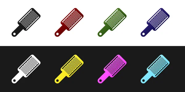 Set Grater icon isolated on black and white background. Kitchen symbol. Cooking utensil. Cutlery sign. Vector Illustration — Stock Vector