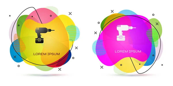Піктограма машини кольору дриля ізольована на білому тлі. Абстрактний банер з рідкими формами. Векторна ілюстрація — стоковий вектор