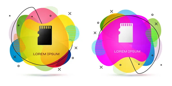 Color Micro SD icono de la tarjeta de memoria aislado sobre fondo blanco. Banner abstracto con formas líquidas. Ilustración vectorial — Archivo Imágenes Vectoriales