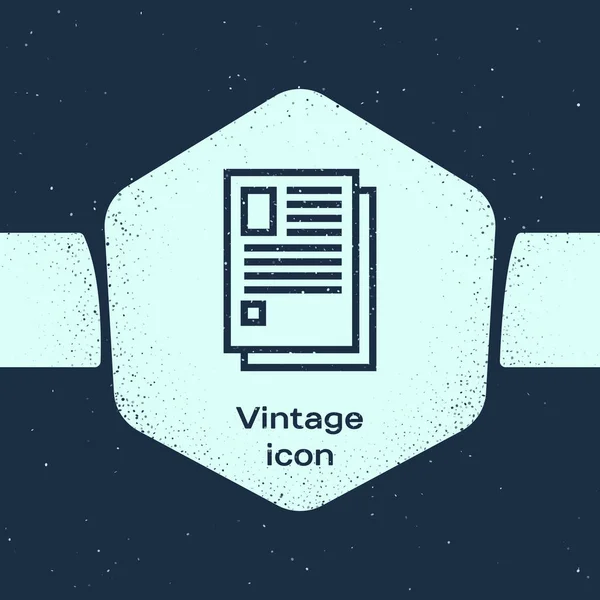 Grunge line file document icon isoliert auf blauem Hintergrund. Checklisten-Symbol. Geschäftskonzept. Monochrome Vintage-Zeichnung. Vektorillustration — Stockvektor