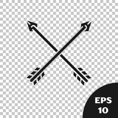 Siyah Çapraz Oklar simgesi şeffaf arkaplanda izole edildi. Vektör İllüstrasyonu