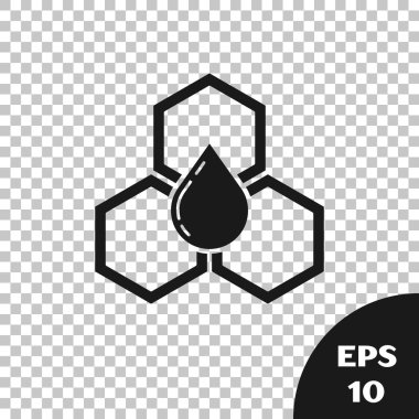 Siyah Petek simgesi şeffaf arka plan üzerinde izole. Bal hücreleri sembolü. Tatlı doğal yemekler. Vektör İllüstrasyonu