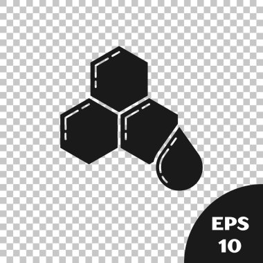 Siyah Petek simgesi şeffaf arka plan üzerinde izole. Bal hücreleri sembolü. Tatlı doğal yemekler. Vektör İllüstrasyonu