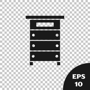 Şeffaf arka planda izole arılar simgesi için Siyah Kovan. Arı kovanı sembolü. Apiary ve arıcılık. Tatlı doğal yemekler. Vektör İllüstrasyonu