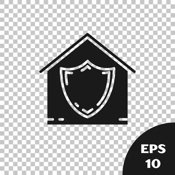 Black House under protection icon isolated on transparent background. Protection, safety, security, protect, defense concept. Vector Illustration — Stock Vector