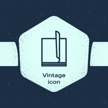 Grunge satırı Mavi arka planda yalıtılmış Dosya belge simgesi. Denetim listesi simgesi. İş konsepti. Tek renkli vintage çizim. Vektör İllüstrasyonu