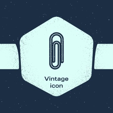 Grunge line Mavi arka planda yalıtılmış ataş simgesi. Tek renkli vintage çizim. Vektör İllüstrasyonu
