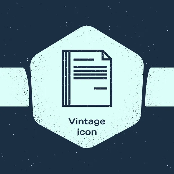 Línea Grunge Icono de documento de archivo aislado sobre fondo azul. Icono de lista de verificación. Concepto de negocio. Dibujo vintage monocromo. Ilustración vectorial — Archivo Imágenes Vectoriales