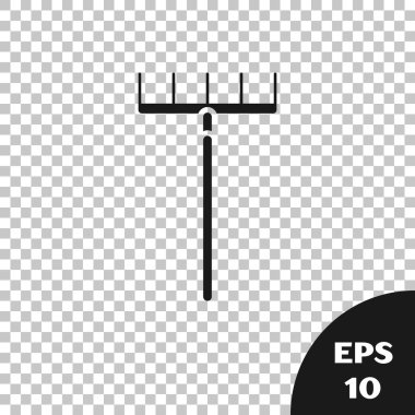 Siyah Bahçe komisyon simgesi şeffaf arka planda izole. Bahçecilik, tarım, tarım için bir araç. Yer kültivatör. Temizlik ekipmanları. Vektör İllüstrasyonu