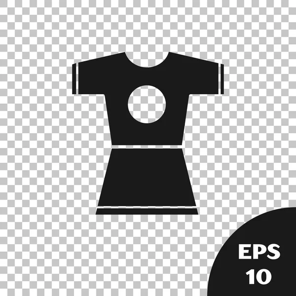 Icône robe femme noire isolée sur fond transparent. Panneau vestimentaire. Illustration vectorielle — Image vectorielle
