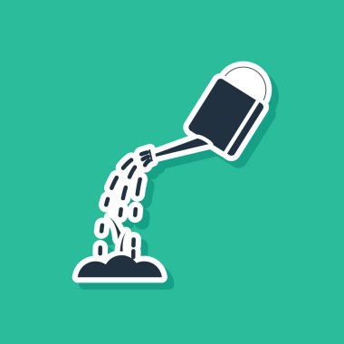 Mavi Sulama yeşil arka plan üzerinde izole su simgesi ile olabilir. Bir filizi sulandırmak. Sulama sembolü. Vektör İllüstrasyonu