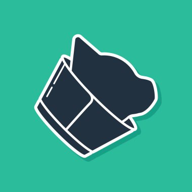 Mavi Veteriner kliniği sembol simgesi yeşil arka plan üzerinde izole. Kedi veteriner bakımı. Pet İlk Yardım işareti. Vektör İllüstrasyonu